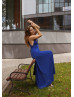 Royal Blue Jersey Full Length Bridesmaid Dress